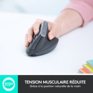 Souris sans fil ergonomique – droitier – capteur laser 4000 dpi – 4 boutons – Logitech MX Vertical (Original)