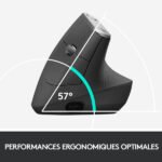 Souris sans fil ergonomique – droitier – capteur laser 4000 dpi – 4 boutons – Logitech MX Vertical (Original)