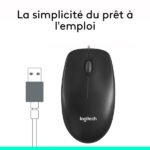 Souris filaire – ambidextre – capteur optique 1000 dpi – 3 boutons – Logitech Mouse M100r (Original)