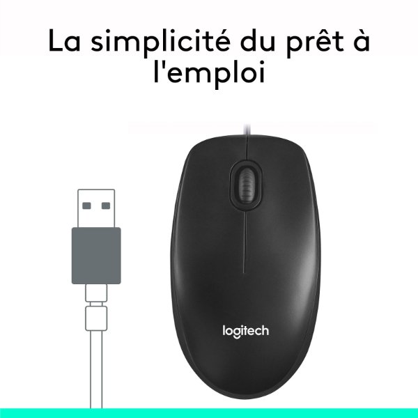 Souris filaire – ambidextre – capteur optique 1000 dpi – 3 boutons – Logitech Mouse M100r (Original)