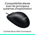 Souris filaire – ambidextre – capteur optique 1000 dpi – 3 boutons – Logitech Mouse M100r (Original)
