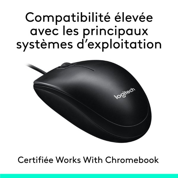 Souris filaire – ambidextre – capteur optique 1000 dpi – 3 boutons – Logitech Mouse M100r (Original)