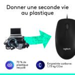 Souris filaire – ambidextre – capteur optique 1000 dpi – 3 boutons – Logitech Mouse M100r (Original)