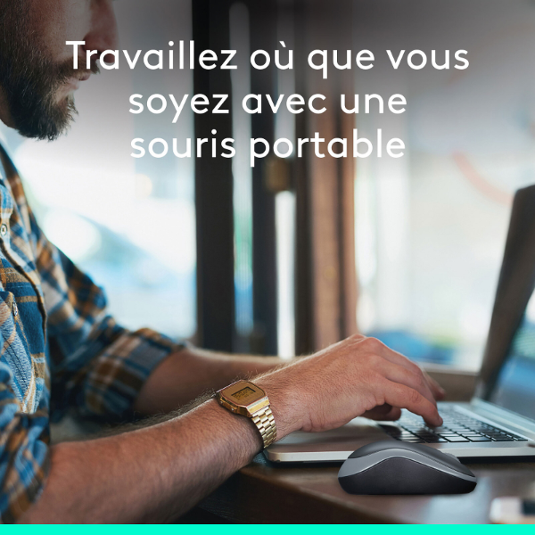 Souris sans fil – ambidextre – capteur optique 1000 dpi – 3 boutons – Logitech Wireless Mouse M186 (Original)