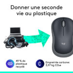 Souris sans fil – ambidextre – capteur optique 1000 dpi – 3 boutons – Logitech Wireless Mouse M186 (Original)
