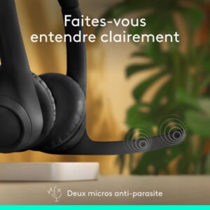 Casque Ordinateur sans fil – Bluetooth 5.3 – microphone anti-bruit – 20 heures d’autonomie – Logitech Zone 300