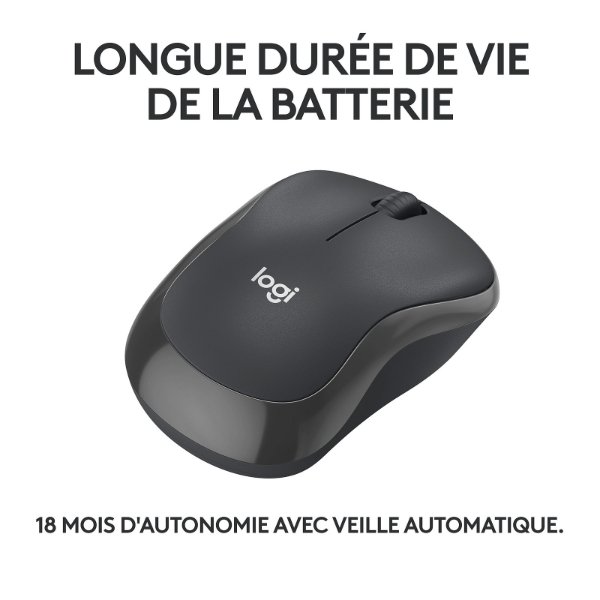 Souris sans fil – ambidextre – Bluetooth – capteur optique 1000 dpi – 3 boutons – Logitech M240 Silent (Original)