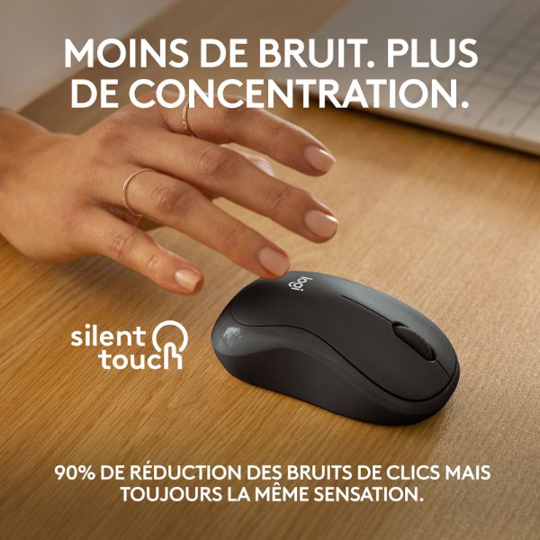 Souris sans fil – ambidextre – Bluetooth – capteur optique 1000 dpi – 3 boutons – Logitech M240 Silent (Original)