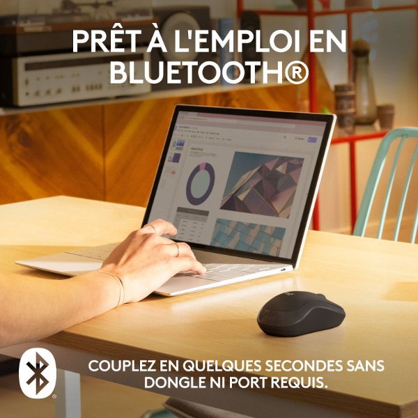 Souris sans fil – ambidextre – Bluetooth – capteur optique 1000 dpi – 3 boutons – Logitech M240 Silent (Original)