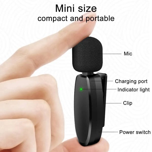 Micro cravate sans fil pour 1 personne avec connecteur Lightning à réduction de bruit – Micro cravate sans fil AP004-L / iphone
