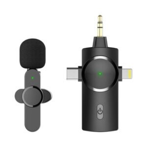 Micro cravate sans fil 3 en 1 pour 1 personne à réduction de bruit – Micro cravate sans fil AP031-3IN1