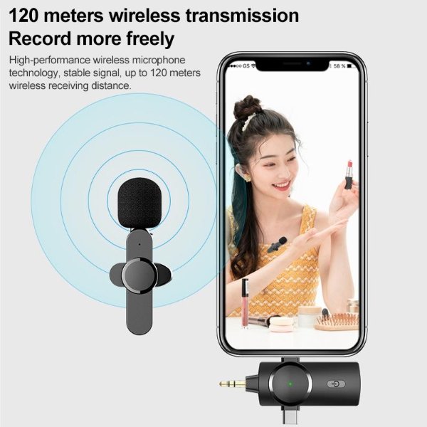 Micro cravate sans fil 3 en 1 pour 1 personne à réduction de bruit – Micro cravate sans fil AP031-3IN1