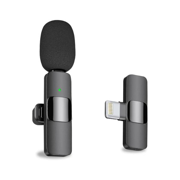 Micro cravate sans fil pour 1 personne avec connecteur Lightning à réduction de bruit – Micro cravate sans fil K9-L / iphone