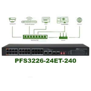 Switch 24 ports Gigabit 10/100/1000 Mbps PoE+ (+ 1 ports combo SFP 1 Gbit/s) – Dahua PFS3226-24ET-240