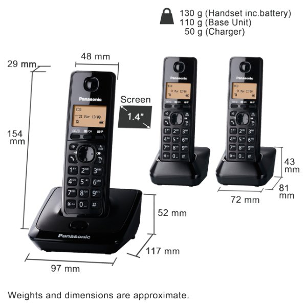 Téléphone fixe portatif sans fil numérique avec 3 combinés – Panasonic KX-TG2713