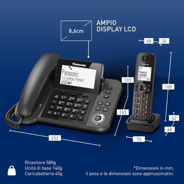 Téléphone fixe combiné filaire et sans fil – Panasonic KX-TGF310