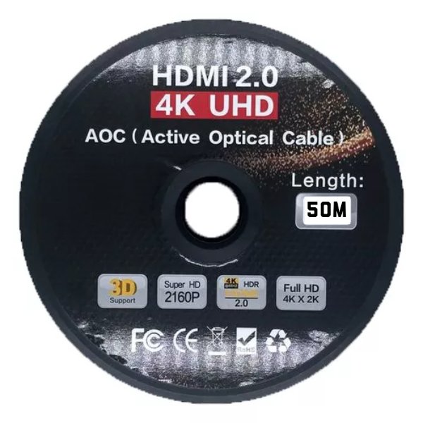 Cable à Fibre Optique HDMI 2.1 sur AOC (Active Optical Cable) Ethernet mâle/mâle – Cable à Fibre Optique HDMI 2.1 sur AOC (Active Optical Cable) Ethernet mâle/mâle compatible 4K@120 Hz 3D et 8K@60 Hz 50M