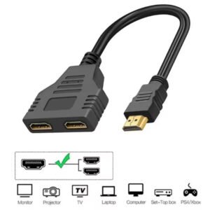 Câble répartiteur HDMI 1 entrée 2 sorties, adaptateur HDMI mâle vers 2 HDMI femelles – R SCAR RS-HDMI1X2