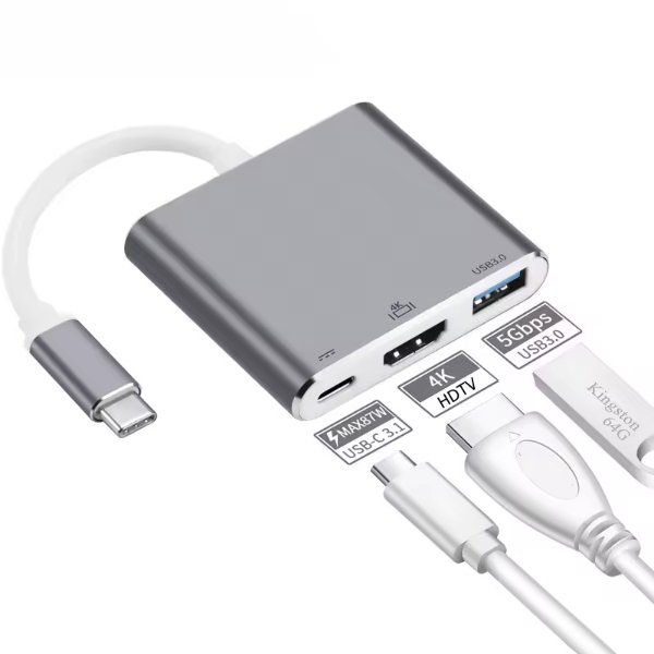 Convertisseur Type-C vers HDMI + Type-C & USB3.0 – R SCAR RS-TCHD3IN1