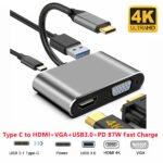 Convertisseur Type-C vers Type-C HDMI + VGA & USB3.0 – R SCAR RS-TCHDUSB4IN1