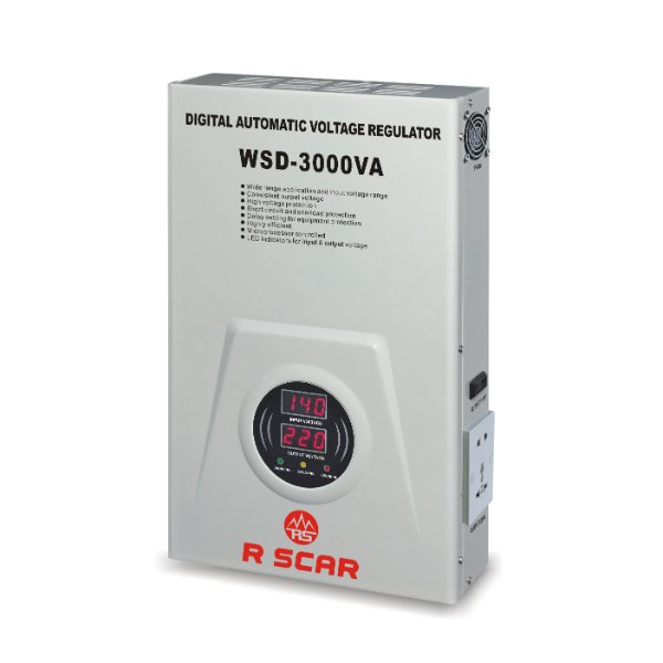 Régulateur de tension automatique mural 3000VA / 3KVA, avec fonction de dérivation – R SCAR WSD-3000VA