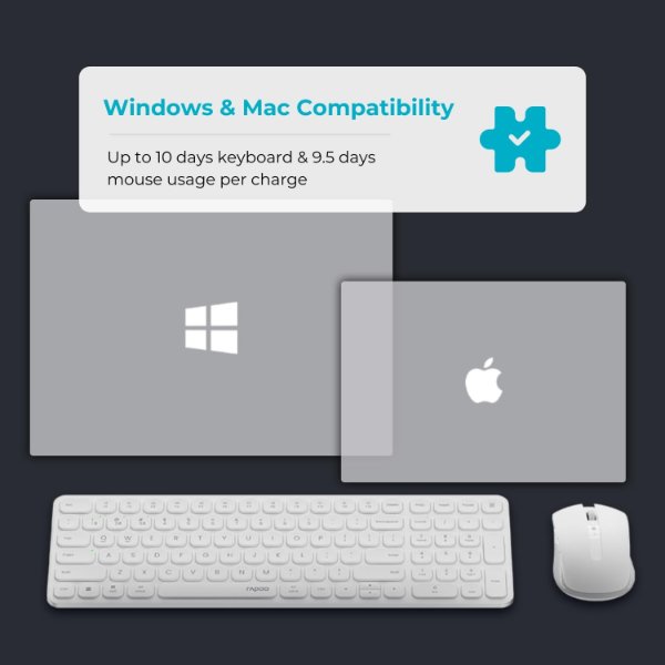 Ensemble clavier + souris sans fil connectivité avec Dongle USB – QWERTY, Anglais – Rapoo 9350S (Original)