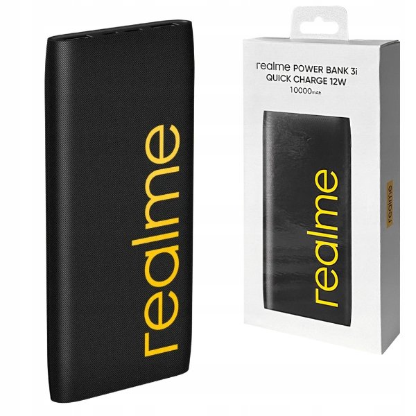 Power Bank 10000mAh Noir Avec 1 Entrée Micro/Type-C Et 2 Sorties USB – Realme RTX2110 Noir (10000MAH)