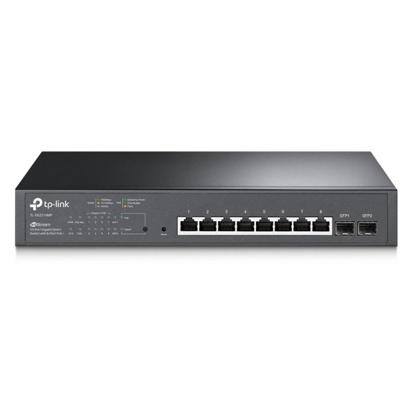 Switch 8 ports Gigabit 10/100/1000 Mbps PoE+ (Budget 150 W) + 2 logements SFP 1 Gbps | – TP-LINK TL-SG2210MP