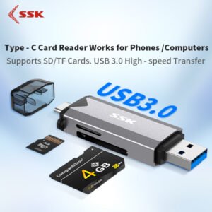 Lecteur cartes SD/TF double port USB-A Type-C – SSK SCRM390