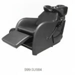 Chaise Barbier/Bac de lavage Professionnel en Vasque Céramique Noire avec Repose-Jambes – Chaise Lave tête B99-SU084