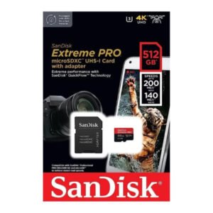 Carte mémoire microSDXC UHS-I U3 512Gb V30 C10 A2 200 Mo/s 140 Mo/s – SanDisk Extreme PRO microSDXC UHS-I U3 512Gb + Adaptateur SD