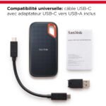 Disque Dur SSD externe 2Tb portable USB-C/A 3.1 avec conception IP55 résistante aux – SanDisk Extreme Portable SSD 2TB