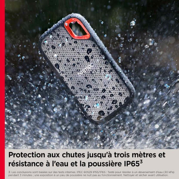 Disque Dur SSD externe 2Tb portable USB-C/A 3.1 avec conception IP55 résistante aux – SanDisk Extreme Portable SSD 2TB