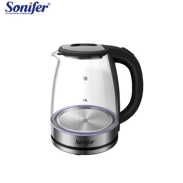 Chauffe Eau électrique / Bouilloire électrique en verre 1500W à lumière LED bleu, 1,8 – Sonifer SF-2116