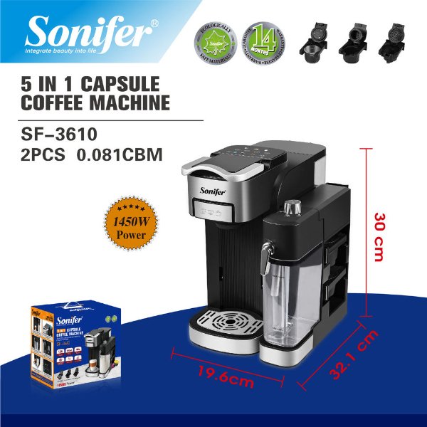 Machine à café commerciale 5 en 1 20 bars pour Nespresso Dolce Gusto Café moulu Écran – Sonifer SF-3610