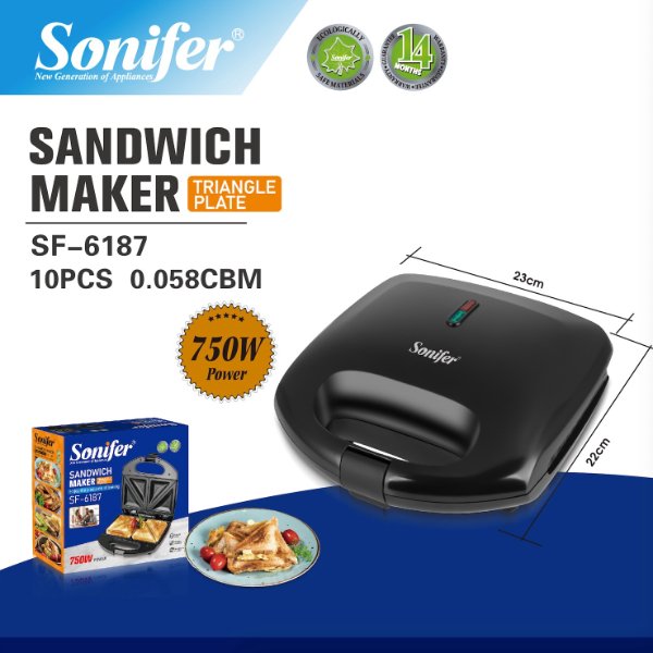 Machine à sandwichs électrique / Gril à sandwichs électrique triangulaire avec plaques – Sonifer SF-6187