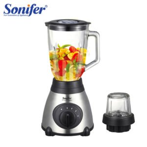 Blender / Mixeur électrique 2 en 1, 220 V, 3 vitesses, 8 lames, bol en verre de 300 ml – Sonifer SF-8006