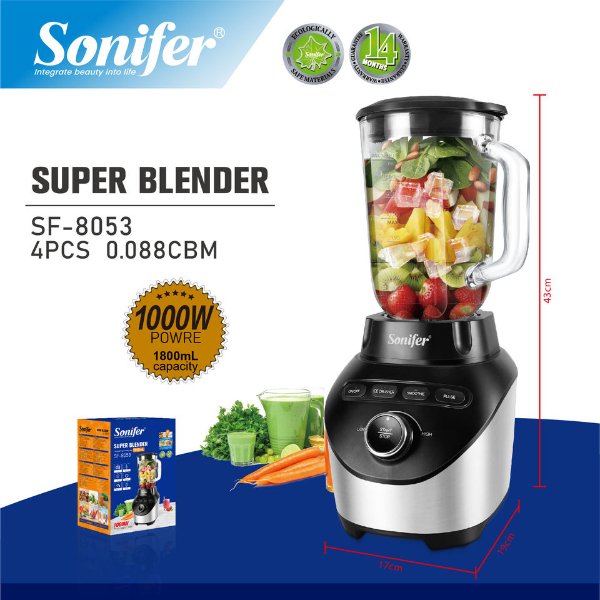 Blender / Mixeur électrique à smoothies haute vitesse de 1000 watts avec thermostat – Sonifer SF-8053