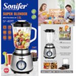 Blender / Mixeur et broyeur électrique puissant avec bol en verre de 1,5 Litres, lames en – Sonifer SF-8097