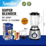 Blender / Mixeur et broyeur électrique puissant avec bol en verre de 1,5 Litres, lames en – Sonifer SF-8097