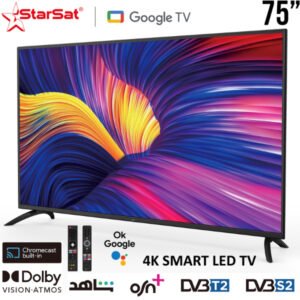 Téléviseur StarSat Smart TV Google 4K 75″ SV-EL75T2S2G