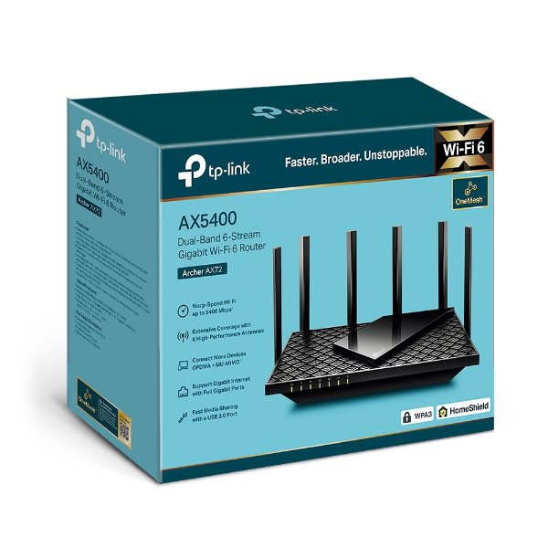 Routeur WiFi 6 AX5400 (AX4804 + AX574) 1 port LAN/WAN 2.5 Gigabit + 1 port LAN/WAN – TP-LINK Archer AX72