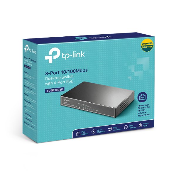 Switch 8 ports 10/100 Mbps Dont 4 ports PoE | non manageable – TP-LINK TL-SF1008P