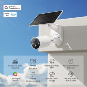 Caméra extérieur sans fil 2K avec vision nocturne avancée et audio bidirectionnel avec – TP-LINK Tapo C425 KIT