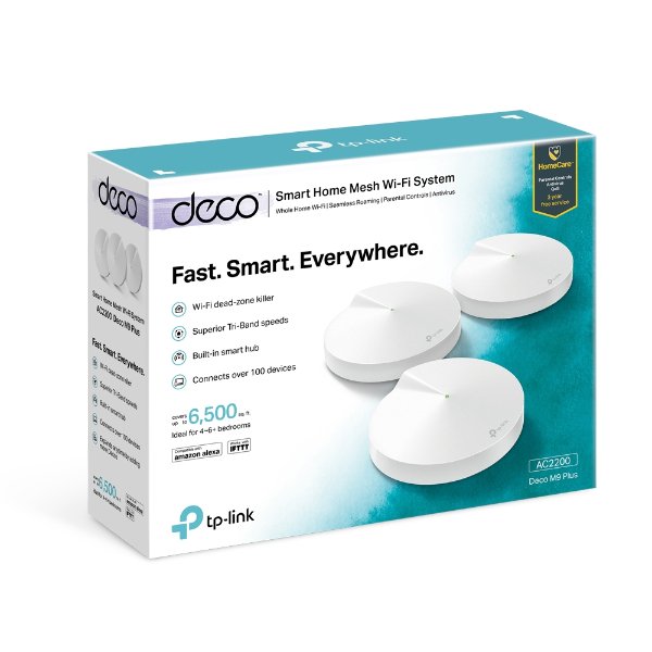 Pack de 3 routeurs WiFi AC2200 Tri-Band (AC867 + AC867 + N400) MESH + 2 ports Gigabit – TP-LINK deco M9 Plus (Pack de 3)