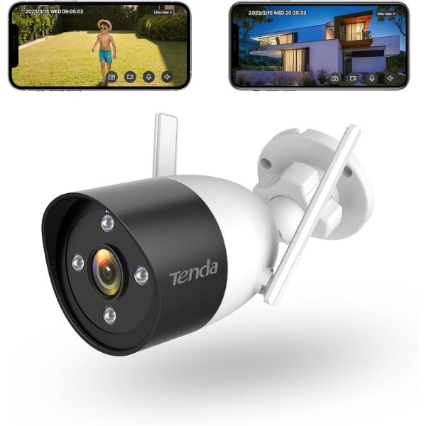 Caméra IP Wi-Fi extérieur 2K 3MP avec Vision Nocturne en Couleur, Étanche IP66, Audio – Tenda CT6 (3MP)