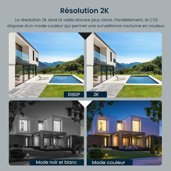 Caméra IP Wi-Fi extérieur 2K 3MP avec Vision Nocturne en Couleur, Étanche IP66, Audio – Tenda CT6 (3MP)