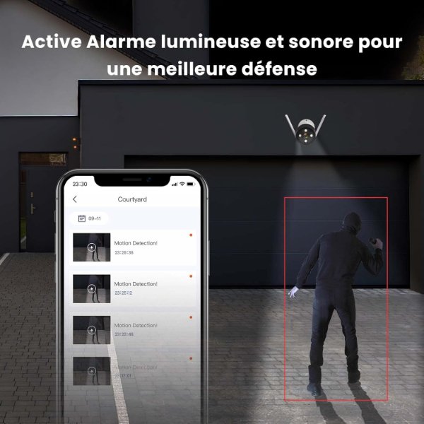 Caméra IP Wi-Fi extérieur 2K 3MP avec Vision Nocturne en Couleur, Étanche IP66, Audio – Tenda CT6 (3MP)