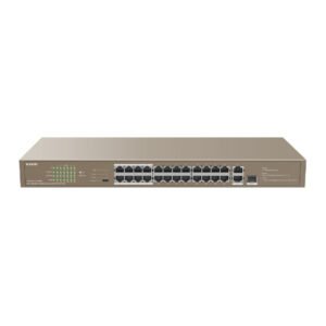 Switch 24 ports 10/100 Mbps PoE+ – 2 ports 10/100/1000 Mbps – 1 SFP | rackable, manageable – Tenda TEF1126P-24-250W