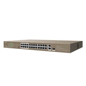 Switch 24 ports 10/100 Mbps PoE+ – 2 ports 10/100/1000 Mbps – 1 SFP | rackable, manageable – Tenda TEF1126P-24-250W